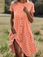 Damen Lässig Unifarben Sommer Mikroelastizität Weit Rundhals A-Linien Regelmäßig Nein Kleider