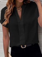 Damen Lässig Unifarben Sommer V-Ausschnitt Normal Keine Elastizität Täglich Regelmäßig GC Shirts