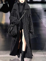 Damen Lässig Unifarben Winter Acryl Keine Elastizität Täglich Schalkragen verdicken H-Linie Strickjacken