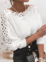 Damen Lässig Unifarben Winter Pendeln Weit Spitze Garn/Wollgarn verdicken H-Linie Pullover