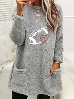 Damen Lässig Winter Herz/Herz Polyester Mikroelastizität Täglich Weit Rundhals Regelmäßig Sweatshirts