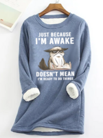 Damen Lässig Winter Katze Mikroelastizität Weihnachten Baumwollmischung Regelmäßig H-Linie Vlies Sweatshirts