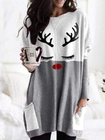 Damen Print Individualität Frühling/Herbst Baumwollmischung Sport Nahtverarbeitung Große Größen Weit Mittellang T-Shirts