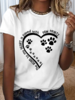 Damen Sommer Einfach Hund Täglich Weit Kurzarm Regelmäßig H-Linie Regelmäßig T-Shirts