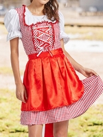 Damen Sommer Kariert Deutschland Schleife Kurz Kurzarm A-Linien Regelmäßig Nein Kleider