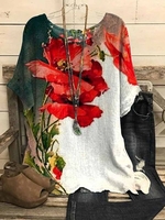 Damen Sommer Lässig Abstrakt Grafik Polyester Keine Elastizität Halbarm Rundhals H-Linie Regelmäßig T-Shirts