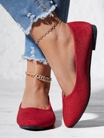 Damen Unifarben Alle Jahreszeiten Einfach Atmungsaktiv Samt Flach PU Gummi Flache Schuhe Flache Schuhe