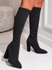 Damen Unifarben Einfach Herbst Party Geschlossen Stoff PINS-Stil Slip On Höhe zunehmend Sockenstiefel