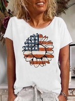 Damen Urlaub Geblümt Sommer Normal Leicht Mikroelastizität Jersey Rundhals Regelmäßig T-Shirt