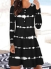 Geometrisch Lässig Frühling/Herbst Täglich Regelmäßige Passform Midi Langarm A-Linien Regelmäßig Kleider für Damen