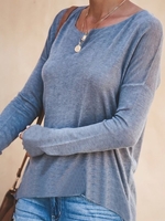 Graues Langarmshirt aus Baumwollgemisch mit Rundhalsausschnitt von Blusen & Tuniken