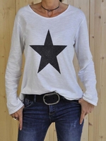 Langarm Print Rundhals Baumwollgemisch Blusen & Tuniken