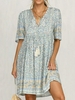 Locker Urlaub V-Ausschnitt Halbarm Print Kurze Kleider