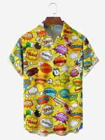 Lässig Abstrakt Sommer Polyester Leicht Pendeln Weit Hemdkragen Tasche Patchwork Aloha-Hemden für Herren