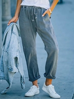 Lässig Baumwolle Unifarben Hosen