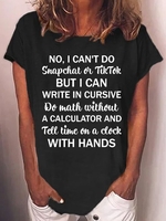 Lässig Buchstabe Frühling/Herbst Rundhals Leicht Keine Elastizität Täglich Regelmäßig H-Linie T-Shirts für Damen