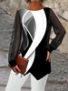 Lässig Farbblock Frühling/Herbst Keine Elastizität Weit Jersey Rundhals X-Linie Regelmäßig Shirts für Damen