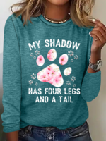 Lässig Frühling/Herbst Hund Mikroelastizität Täglich Regelmäßige Passform Baumwollmischung Regelmäßig H-Linie Shirts für Damen