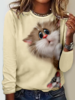 Lässig Frühling/Herbst Katze Polyester Täglich Regelmäßige Passform Weihnachten H-Linie Regelmäßig Shirts für Damen