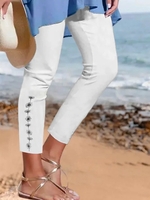 Lässig Geblümt Alle Jahreszeiten Polyester Normal Fest Lang Regelmäßig DL Leggings für Damen