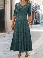 Lässig Geblümt Frühling/Herbst Kapuze Schwer Weit Maxikleid H-Linie Nein Kleider für Damen