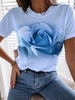 Lässig Geblümt Sommer Jersey Kurzarm Rundhals Regelmäßig Mittlere Elastizität Nein T-Shirts für Damen
