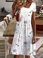 Lässig Geblümt Sommer Normal Jersey 1 * Kleid A-Linien Regelmäßig Nein Kleider für Damen