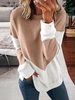 Lässig Herbst Farbblock Polyester Langarm Sweatshirts für Damen