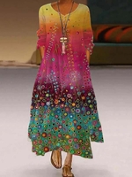 Lässig Print 3/4 Ärmel Rundhals Sommerkleider - Modetalente