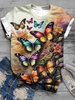 Lässig Schmetterling Sommer Weit Jersey Rundhals Regelmäßig H-Linie Regelmäßig T-Shirts für Damen