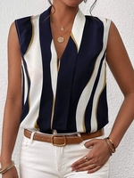 Lässig Sommer Abstrakt Streifen Polyester Mikroelastizität Täglich Regelmäßig H-Linie Regelmäßig Tanktop Blusen & Shirts für Damen