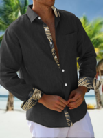 Lässig Tropisch Frühling/Herbst Polyester Mikroelastizität Atmungsaktiv Party H-Linie Hemdkragen Aloha-Hemden für Herren