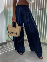 Lässig Unifarben Frühling/Herbst Normal Keine Elastizität Weit Gerade Hosen Lang H-Linie Hose für Damen