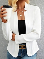 Lässig Unifarben Frühling/Herbst Polyester Normal Weit Langarm Regelmäßig Regelmäßig Blazer für Damen