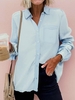 Lässig Unifarben Herbst Keine Elastizität Täglich Knöpfe H-Linie Regelmäßig Hemdkragen Bluse für Damen