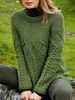 Lässig Unifarben Herbst Weit Langarm Wolle/Stricken Regelmäßig Regelmäßig Regelmäßig Größe Pullover für Damen