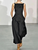 Lässig Unifarben Ärmellos Baumwollgemisch Maxikleider - Modetalente