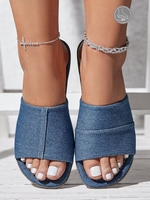 Lässig Unifarben Sommer Hochelastisch Täglich Flach Denim PINS-Stil Slip On Rutschfest für Damen