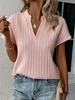 Lässig Unifarben Sommer Polyester V-Ausschnitt Täglich Weit Standard Mittellang Shirts für Damen
