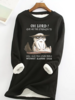 Lässig Winter Katze Täglich Regelmäßige Passform Weihnachten Rundhals Baumwollmischung Vlies Sweatshirts für Damen