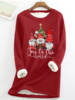 Lässig Winter Weihnachtsmann Täglich Weihnachten Rundhals Regelmäßig H-Linie Vlies Sweatshirts für Damen
