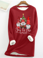 Lässig Winter Weihnachtsmann Täglich Weihnachten Rundhals Regelmäßig H-Linie Vlies Sweatshirts für Damen