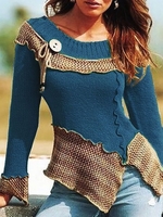 Modetalente Damen Mode Casual Langarm Pullover