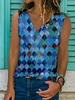 Modetalente 1 Blau Damen Muskelshirt V-Ausschnitt Baumwollgemisch Urlaub Muskelshirt