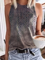 Modetalente 1 Grau Damen Muskelshirt Baumwollgemisch Rundhals Lässig Print Täglich Muskelshirt