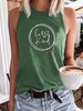 Modetalente 1 Grün Damen Muskelshirt Lässig Baumwollgemisch Rundhals Täglich Muskelshirt