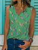 Modetalente 1 Grün Damen Muskelshirt Resort Baumwollgemisch V-Ausschnitt Muskelshirt