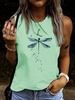 Modetalente 1 Grün Damen Muskelshirt Rundhals Baumwollgemisch Lässig Print Täglich Muskelshirt