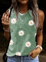 Modetalente 1 Grün Damen Muskelshirt Rundhals Baumwollgemisch Lässig Täglich Print Muskelshirt