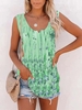 Modetalente 1 Grün Damen Muskelshirt V-Ausschnitt Lässig Baumwollgemisch Täglich Print Muskelshirt
